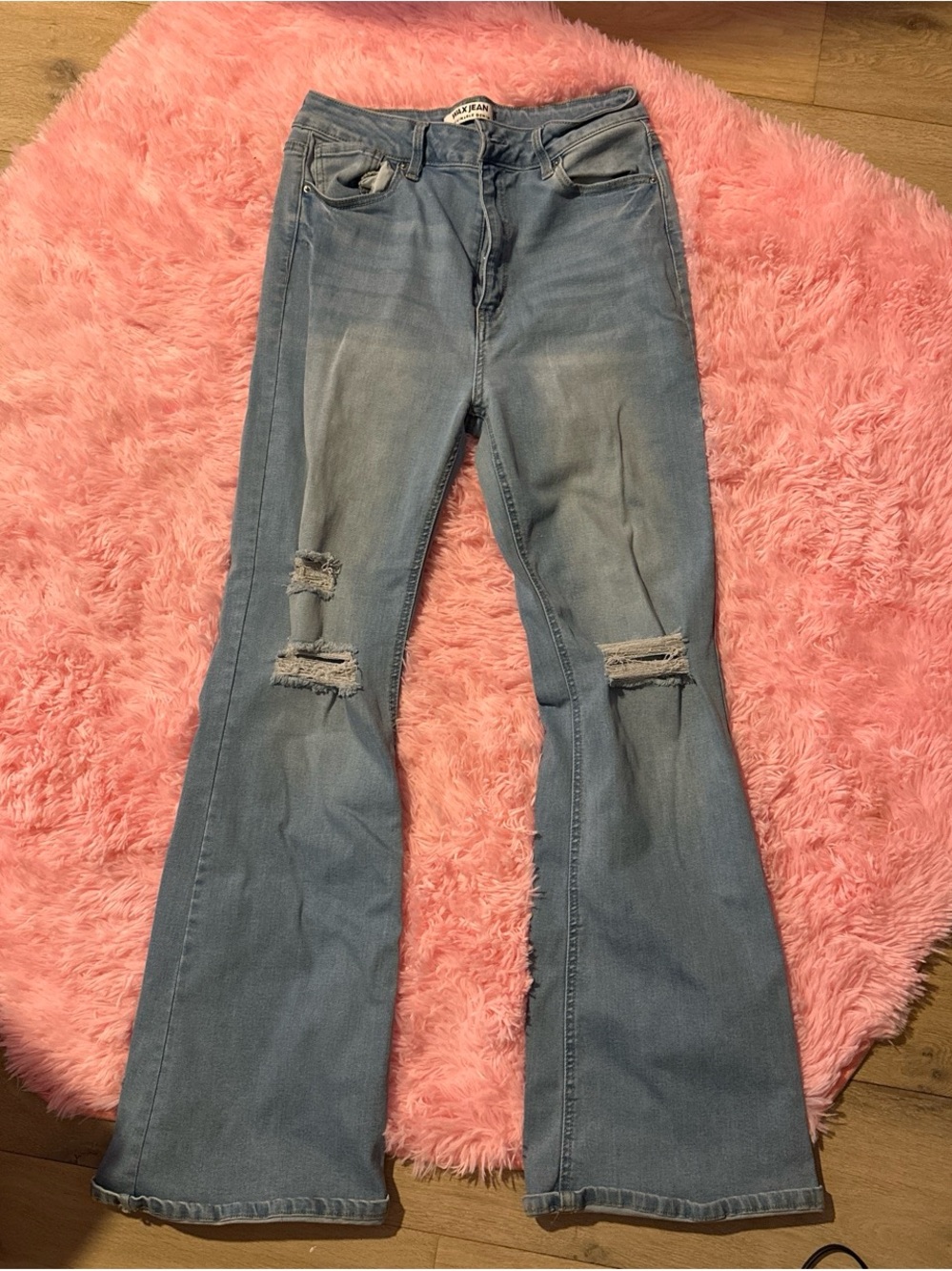 Wax Jean Light Blue Distressed Flare Jeans
